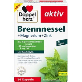 Doppelherz Nettle + Magnesium + Zinc | 250 mg nettle leaf extract per 2 capsules - zinc supports normal acid-base metabolism - 60 vegan capsules