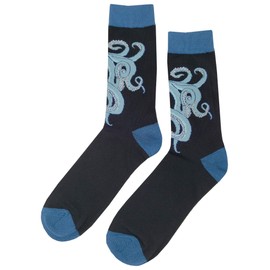 SockFly Blue Octopus Dress Socks Funny Novelty Crazy Fun Design Men Size 8-12 Cotton Casual Crew Colorful Funky Fancy Socks Gift for Men