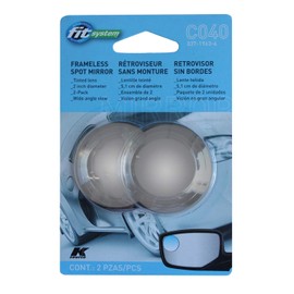 Fit System Frameless Round Spot Mirror, 2" Round, Non-Adjustable, 2 Pack, Easy Stick-on Installation, Convex Lens Increases Visibility, Fully Adjustable, Includes Adhesive Tape for Easy Install