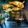 UNHO Large Artificial Brasswood Pendant Light Lamp Fish-shaped Ceiling Lights