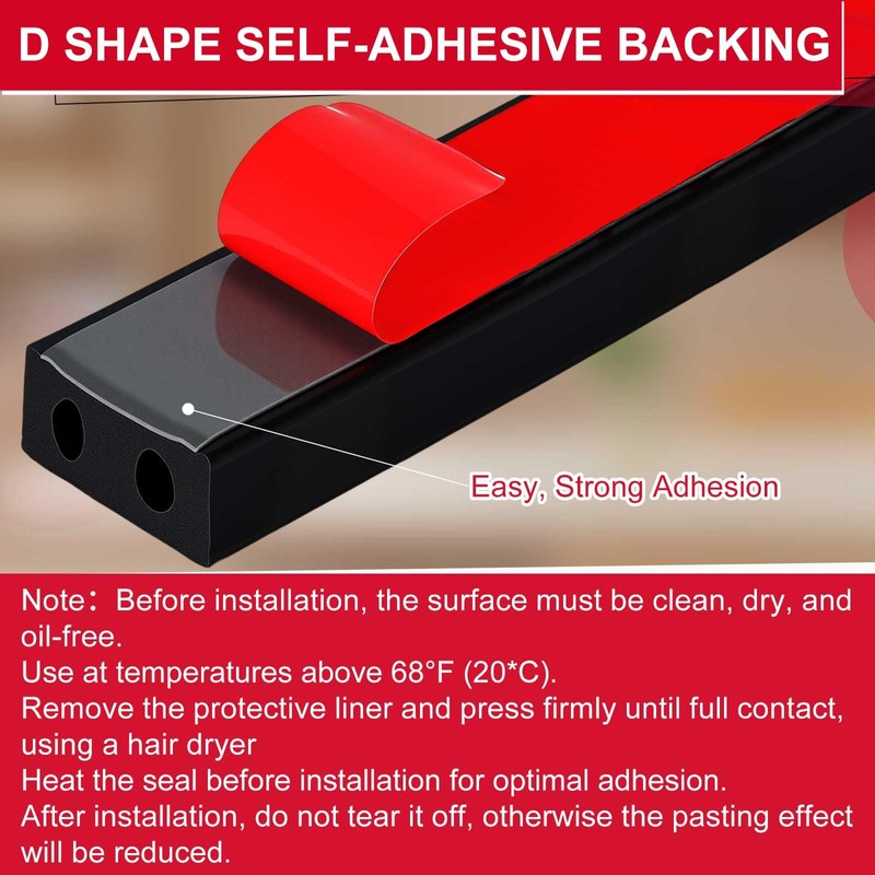 Pangda 20 Ft Rectangular Rubber Seal Strip with Self-Adhesive Tape,