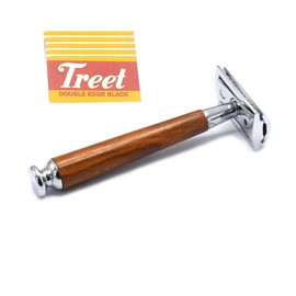 OdontoMed2011® Men Classic Shaving Razor Wood Handle Double Edge Safety Razor Shaver with 5 Pcs Razor Blades BTS-309