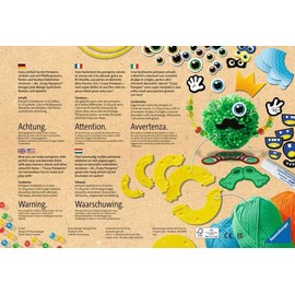 Ravensburger 18118 Be Creative Crazy Wool Colourful Pompoms Wrap and Decorate with Decorative Pieces to Crazy Monsters, from 6 Years, Yellow
