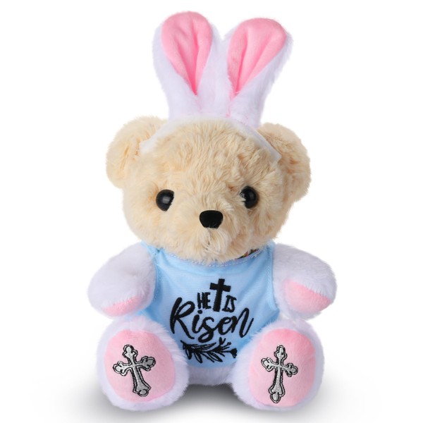 Numyawl Easter Stuffed Animal Teddy Bear with Bunny Ears Headband,