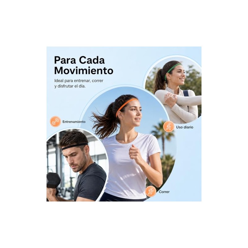 7 Piezas Diademas Deportivas, Bandas Elásticas Antideslizantes para Cabello