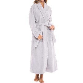 Alexander Del Rossa Womens Robes Long Plush, Robes for Women Bathrobe, Plus Size Robe Light Gray Large (A0117LGRLG)