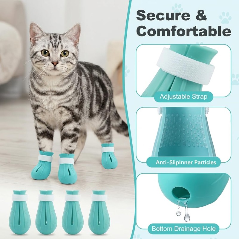 Ryetvok Adjustable Breathable Cat Muzzle& 4Pcs Anti Scratch Cat Paw
