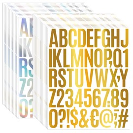 1200 Pieces 24 Sheets Letter Stickers 2 Inch Self Adhesive Capital Alphabet Numbers Sticker Letters Large Stick on Vinyl Decals for Crafts Home Classroom Decor Office Business Mailbox Gold and Silver