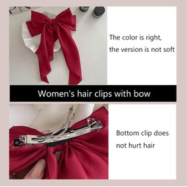 12Pcs Big Bow Barrettes With Long Silky Satin Tail, Large Hair Bow Clips for Women, Girls, Adult Teens - Hair Accessories