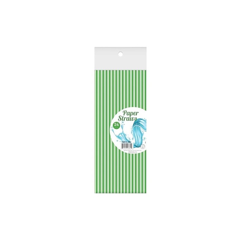 Green Paper Straws - 24 Count | Bright Green, Eco-Friendly