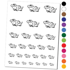 Chubby Little Cartoon Alligator Crocodile Temporary Tattoo Water Resistant Fake Body Art Set Collection - Light Green (One Sheet)