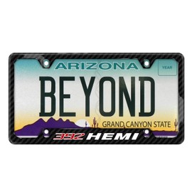 iPick Image Made for HEMI 392 Black Real 3K Carbon Fiber 50 States 4 Holes License Plate Frame