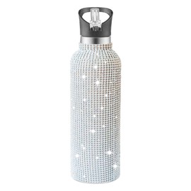 Ruinapleco Bling Water Bottle Rhinestone, Diamond Water Bottle with Lid, Rhinestone Water Bottles for Women,Bling Tumblers 750ml（25oz）,AB