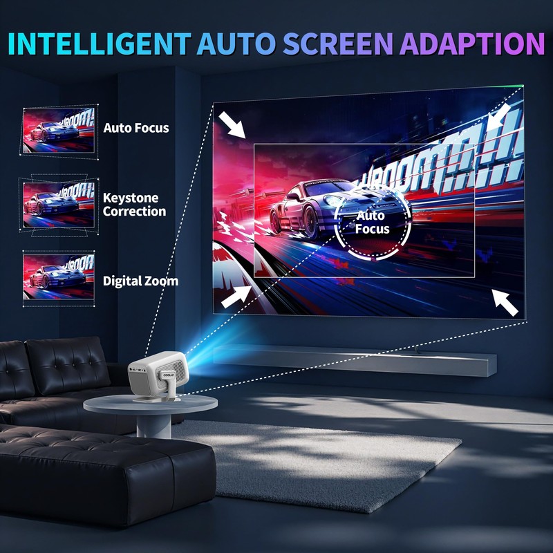 [Auto Focus & 2026 Upgraded] Mini Projector 1080P FHD Support
