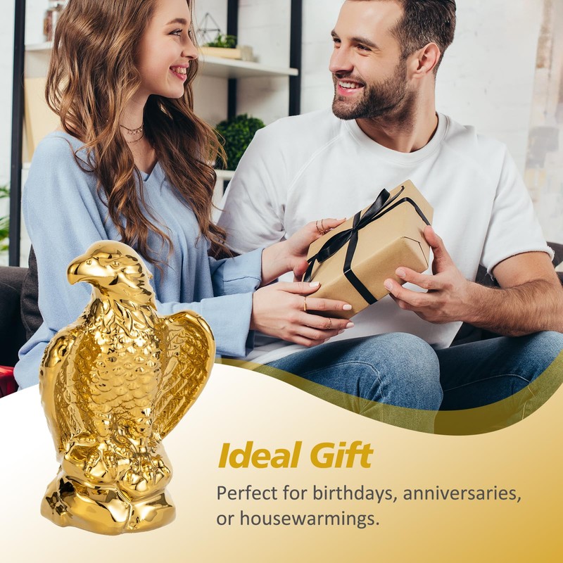 TQUPT Golden Hawk Statue, Eagle Birds Figurine Home Decor, Modern