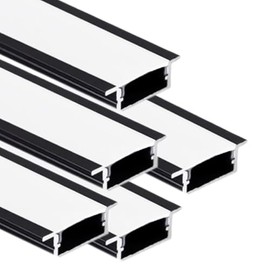 Paquete de 5 Perfil de aluminio para tira led de 1 Metro, Difusores de LED Sistema de canal led en Forma U con Cubierta, con Tapas Extremos y Clips de Montaje para Interior/Exterior (TipoB)