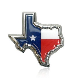 Elektroplate Texas Flag in TX Shape with Color Chrome Metal Car Emblem