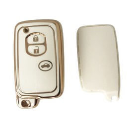 Kinotaka TPU Smart Key Cover for Toyota Cars 3 Buttons Key Case Special Design Accessory for Mark X/Majesta 180 200 Series/Prius 30 Series/86 ZN6/Aqua/Vitz/Lactis/Rankle 200/Avensis, white