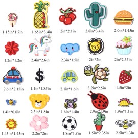 J.CARP 60 Pieces Random Assorted Iron on Patches, Cute Sewing Applique for Jackets, Hats, Backpacks, Jeans, DIY Accessories, Style 2