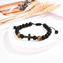 Easter Basket Stuffers Baptism Confirmation First Communion Christian Religious Gift for Boys Kids Teens Men -Cross Bracelet Jewelry Birthday Christmas Valentines Fathers Day Stocking Stuffers for Boy