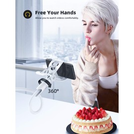 Lamicall Phone Holder, Gooseneck Mount, Compatible with 4-7'' Smartphones and Desktops, Adjustable Arm and Non-Slip Base, Easy to Install and Use