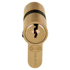 Amig - Security Cylinder | Door Lock | Double Clutch Cylinder | Long Cam | Includes 3 Keys | Matte Brass | Measurements: 70 (35-35 mm)