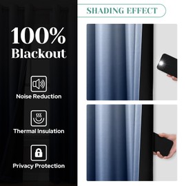 HOMEIDEAS Navy Blue 100% Ombre Blackout Curtains for Bedroom, 52 X 84 Inches Long Room Darkening Gradient Light Blocking Thermal Insulated Grommet Drapes for Living Room, 2 Panels