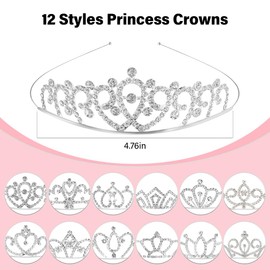 TOBATOBA 12Pcs Tiaras for Women Girls Sparkling Rhinestone Princess Tiaras Pack Crowns for Women Girls Bluk for Birthday Party Wedding School Classroom Costumes Proms