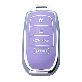 Yuebutor Key Fob Cover Case Compatible with Toyota RAV4 Prime Corolla Cross Tundra Grand Highlander Venza Sienna Land Cruiser Fortuner Mirai Accessories Shell (Purple-Single Set)