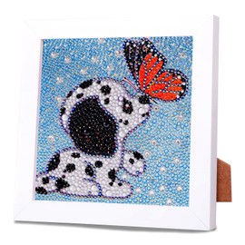 5D DIY Diamond Painting Children with Wooden Frame, Dogs Animals Diamond Painting Set, Full Mosaic Making for Children, Girls, Adults, Diamond Painting Pictures, Arts Craft for Home, Wall Decoration,