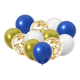 Graduation Party Decorations 2023 Gold Confetti Metallic Gold Metallic Navy Blue And White Latex Balloons, Birthday Wedding Baby Shower Party Balloons(Gold Blue And White)
