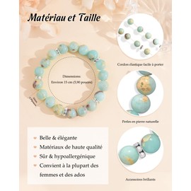 CheersLife Damen Armband Naturstein Armband mit Zirkon-Ring Geburtstag Weihnachten Geschenkidee originelle Perlenarmbänder Geschenk für Mutter Tochter Schwester Freundin Paar (Blau) FR