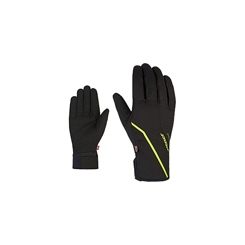 Ziener Men's ULTIMO Cross-Country Gloves | Primaloft Windproof Soft-Shell, Black.lime,