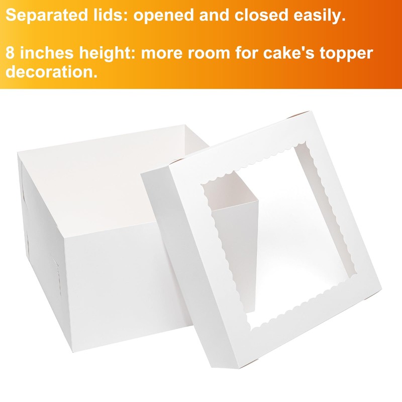 Wowxyz Cake Boxes 10x10x8 Inches 6 Pack Bakery Boxes with