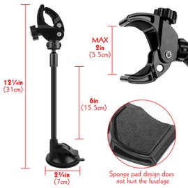 LUEXBOX Adjustable Hair Dryer Holder Stand, 360 Degree Rotation Blow Dryer Bracket with Positionable Arm and Suction Cup, Hands Free Hair Dryer Holder for Mirror and Ceramic Tile (Black 1Pack)