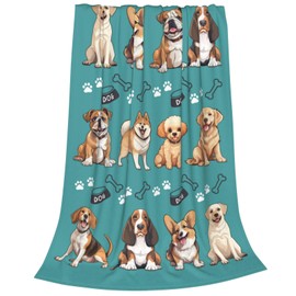 Animal Dog Blanket for Boys Girls, Dog Lovers Gifts,Funny Cute Dogs On Blanket Fleece Dog Throw Blanket Dog Print Blanket,Super Soft Plush Dog Blanket Throw for Bed Couch Kids Adults 50"X60"