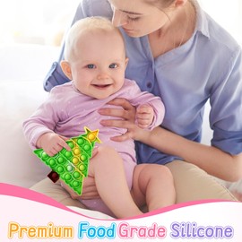 Christmas Themed Fidget Toys,Small Christmas Tree Push Bubble Sensory Toy Xmas Gifts for Kids Toddlers Girl Boy Adults Toy for Autism Anxiety Stress Relief Stocking Stuffer Party Favors Decorations