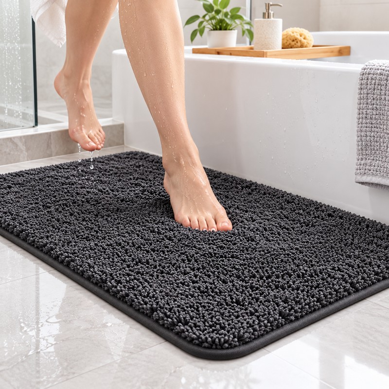 Ultra Soft Absorbent Bathmat – Thick Plush Microfiber Non-Slip Bathroom