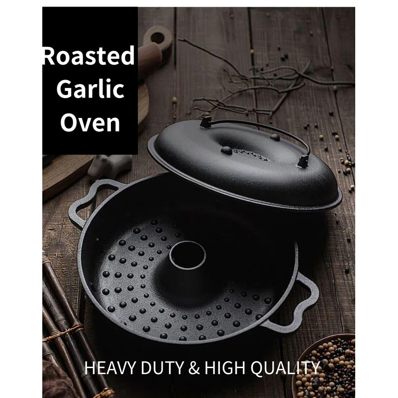 Large Garlic Roaster, Cast Iron Garlic Roaster for Oven Grill,
