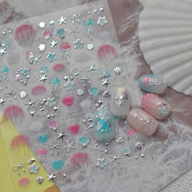 trekko Nail Seal, Summer, Sea, Seashells, Jellyfish, Starfish, Parts, Pearl Included, Pack of 1