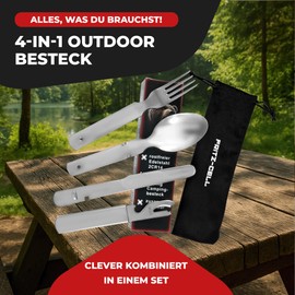 Fritz-Cell Stainless Steel Camping Cutlery German Army Outdoor Cutlery - 4 Pieces