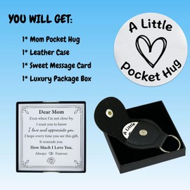 Gladsico Pocket Hug Token Gift for Women Men Boy Girl Relationship Keychain Double Sided Inspirational Gift with PU Leather