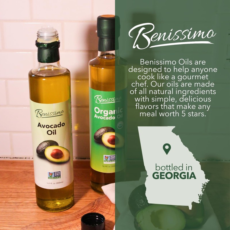 100% Pure Avocado Oil in Glass Bottle, Allergen-Free and Non-GMO,