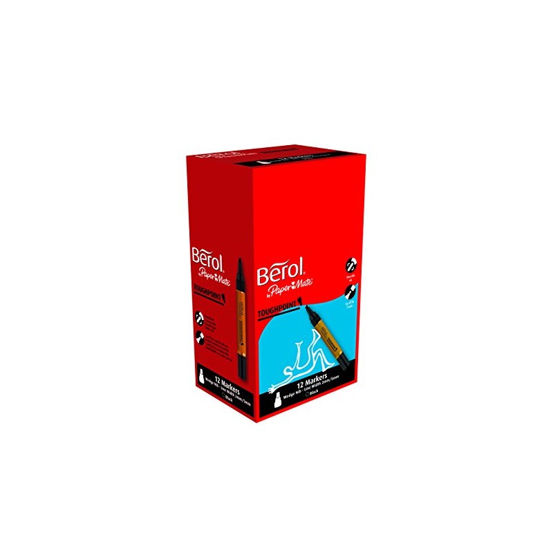 Berol Toughpoint Marker Chisel Nib 2mm/5mm - Black (Box of