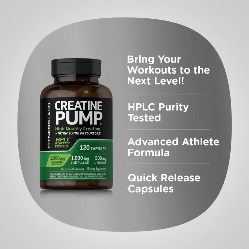 Fitness Labs Creatine Capsules | 120 Count | 3000mg |