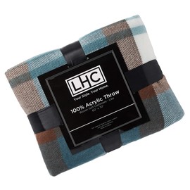 Lavish Home Collection Soft Blanket-Oversized, Luxuriously Fluffy, Vintage Look and Cashmere-Like Woven Acrylic - Breathable, Stylish Throws, Bristol Plaid