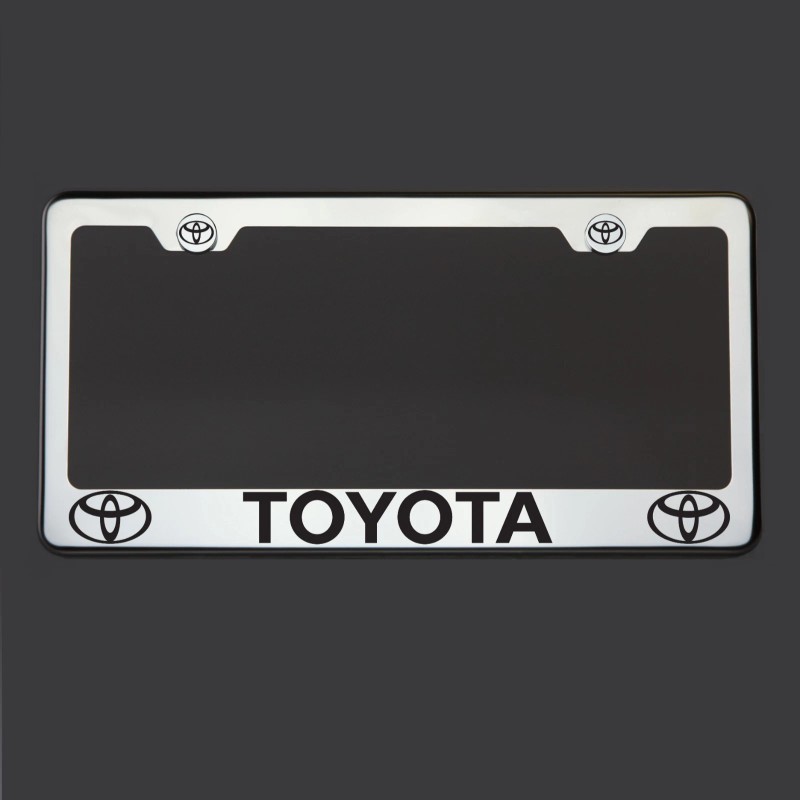 KA Chrome T304 SS License Plate Frame Tag Toyota Black
