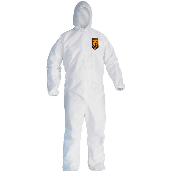 Kleenguard A30 Breathable Splash and Particle Protection Coveralls (46115), REFLEX Design, Hood, Zip Front, Elastic Wrists & Ankles (EWA), White, 2XL, 25 / Case