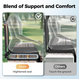 ALPHA CAMP 2PC Stadium Seats with Back Support Air-Injection Padded Layer Foldable Stadium Seats for Sports/Yacht/Music Festival/Park, Black