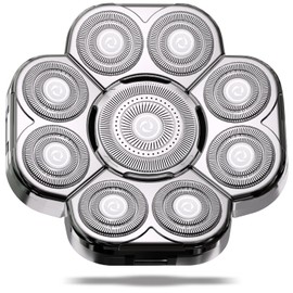Magnetic Head Shaver Replacement Heads 7 Double Ring Waterproof Rotary Razor Blades for Bald Men Compatible with freebird wyklaus shpavver & Other Brands(silver9)